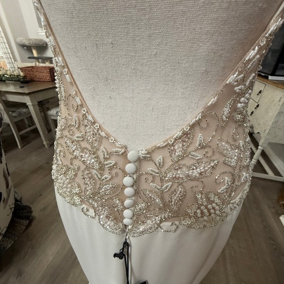 Justin Alexander Wedding Dress Ivory Sheath Low Back Lace NWT Designer Gown - Picture 9 of 14